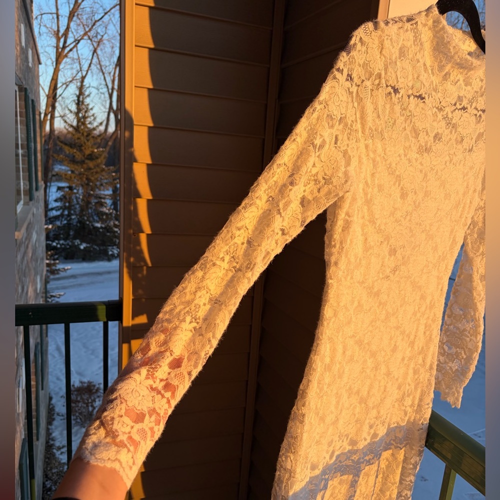 🆕 Steve Madden White Floral Lace Midi Dress Bodycon Lined Elegant Bridal Size M - Picture 13 of 17